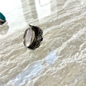 Vintage-Inspired Silver and Blue Gemstone Ring